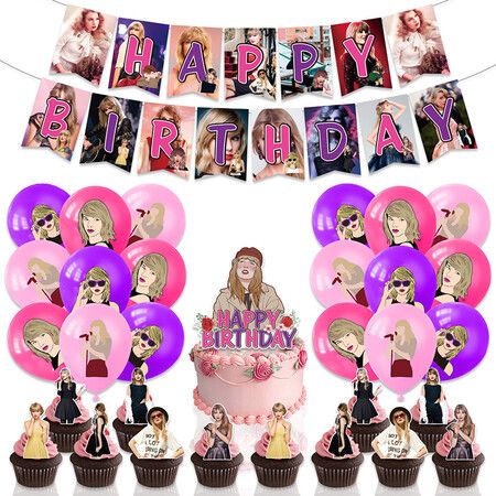 32-Piece Taylor Swift Party Decorations Banner - Birthday Decorations Inspired by the Popular Singer