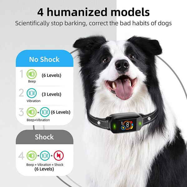 IP67 Waterproof Dog Bark Collar: 3 Adjustable Modes Anti Bark Training Collar for All Dogs