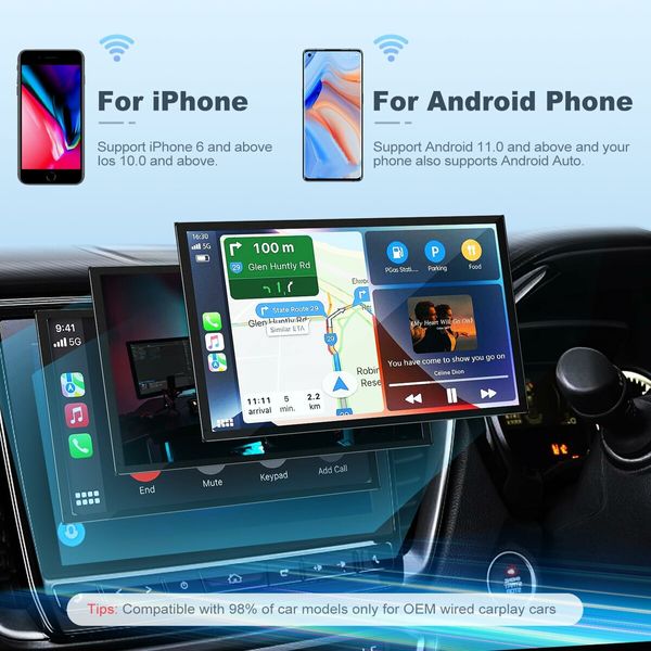 Wireless CarPlay Dongle and Android Auto Adapter for Wired Systems - Plug and Play Entertainment with YouTube, Netflix, and Screen Mirroring