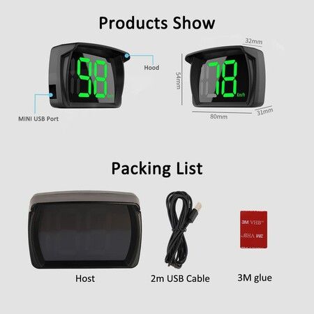 Cars Trucks Digital Speed Meter with Accurate KMH speed updates in 1 KMH, Easy USB cable installation, Real-Time Speed Monitoring,Head Up Display