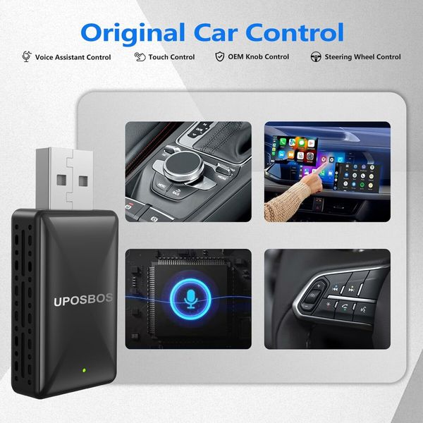 Wireless Android Auto and CarPlay Adapter with Plug-and-play Easy Set UP,High-speed 5GHz WiFi,Automatic connection & online updates,Fit for OEM Wired Carplay