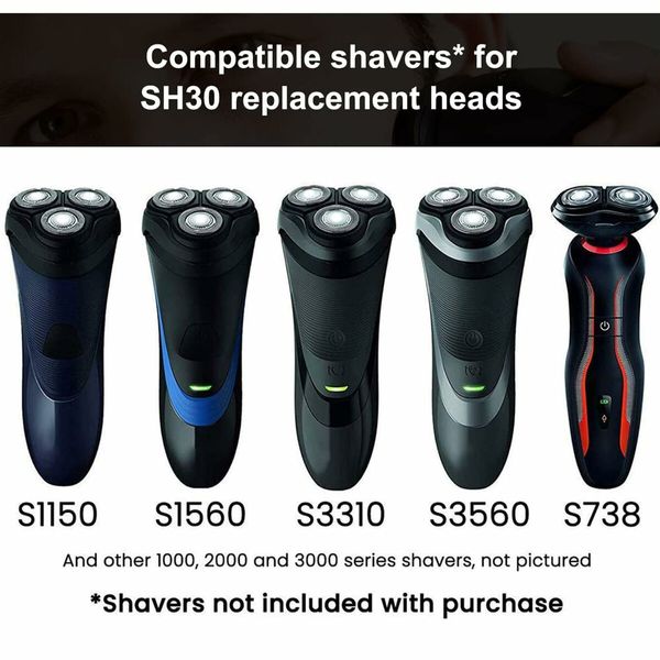 SH30 Replacement Heads for Philips Norelco Shavers 3000,2000,1000 and S738, 6-Pack Durable & Sharp Blades compatible with Philips Norelco S1560,SH30 Head for Close and Comfortable Shave