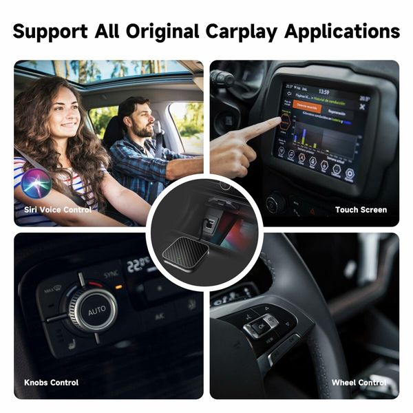 2-In-1 CarPlay Wireless Adapter & Android Auto Wireless Adapter with plug-and-play easy setup,Dongle Supports both USB-A & USB-C connections for various vehicles