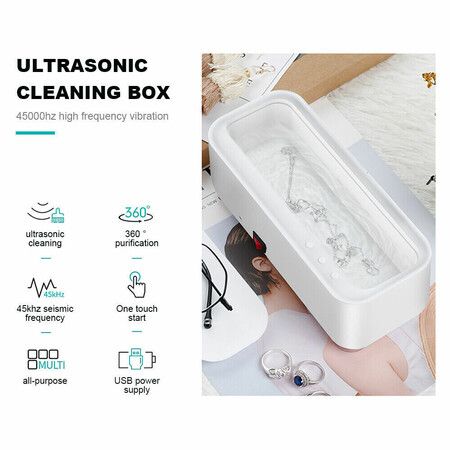 Jewellery Cleaning Ultrasonic Machine Portable 300ML Sonic Wave Cleaner for Jewels Watch Rings Glasses