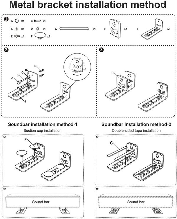 Universal Wall Mount Metal Brackets Floating Shelf Holders for Soundbars and Speakers