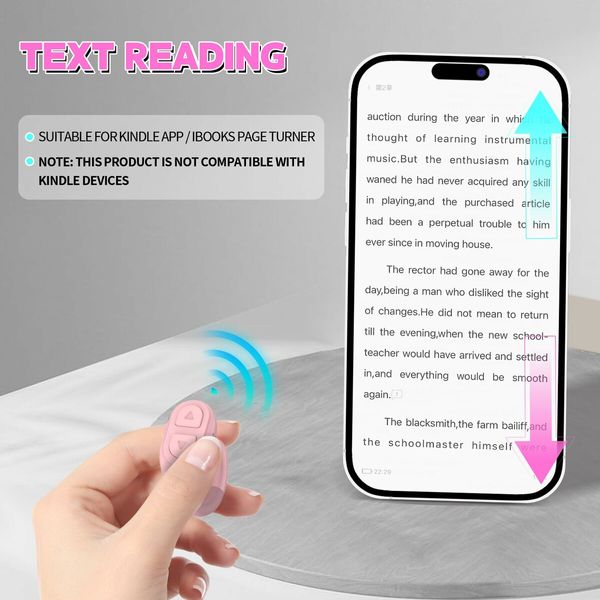 Multifunctional Tiktok Scroll Ring - Bluetooth Remote for Kindle, Page Turning, and Camera Shutter (Pink)