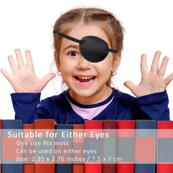 Adjustable Medical Eye Patches (2-Pack) for Amblyopia and Lazy Eye Correction,Suitable for Left or Right Eyes(Black)