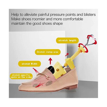 4-Way Adjustable Shoe Stretcher: Widen and Expand Shoes for a Perfect Fit (Yellow)