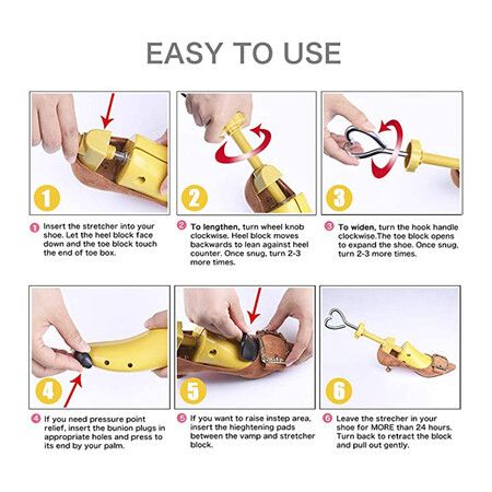 4-Way Adjustable Shoe Stretcher: Widen and Expand Shoes for a Perfect Fit (Yellow)