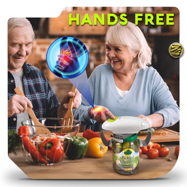 Electric Jar Opener with Higher Torque and Auto-Off - Opens Lids of Almost Any Size - Perfect for Arthritic Hands, Weak Hands, and Seniors - White