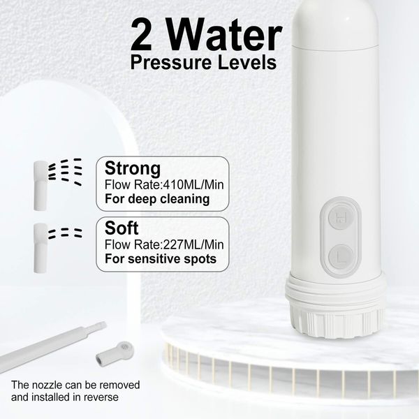 Portable Mini Bidet with 2 Pressure Options, Electric Sprayer, and Foldable Design for Personal Cleaning, Postpartum Care, and Hemorrhoid Cure (White)