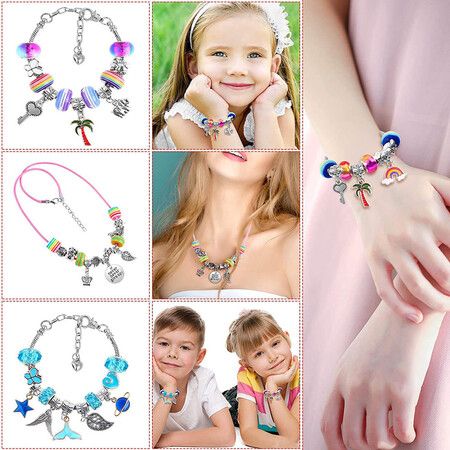 DIY Jewelry 97-Piece Charm Bracelet Making Kit with Beads, Charms, and Bracelets - Perfect Gift for Teen Girls