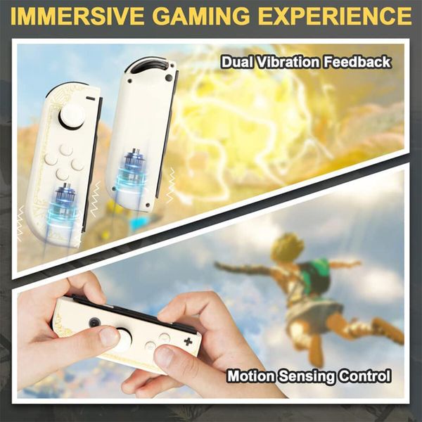 Wireless Controllers for Switch and Lite - Motion Control, Double Vibration, and Screenshot Function - Perfect for The Legend of Zelda: Tears of the Kingdom - White