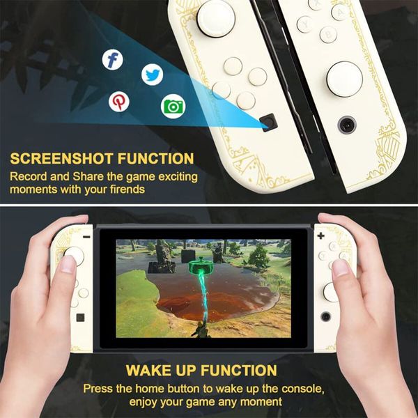 Wireless Controllers for Switch and Lite - Motion Control, Double Vibration, and Screenshot Function - Perfect for The Legend of Zelda: Tears of the Kingdom - White