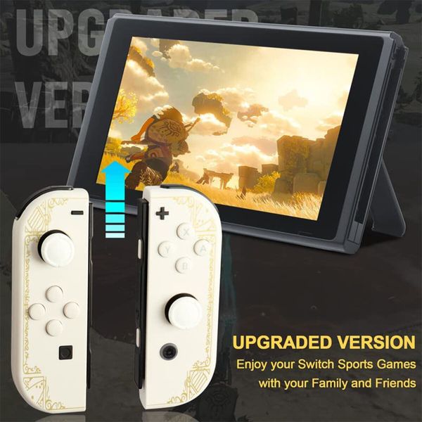 Wireless Controllers for Switch and Lite - Motion Control, Double Vibration, and Screenshot Function - Perfect for The Legend of Zelda: Tears of the Kingdom - White