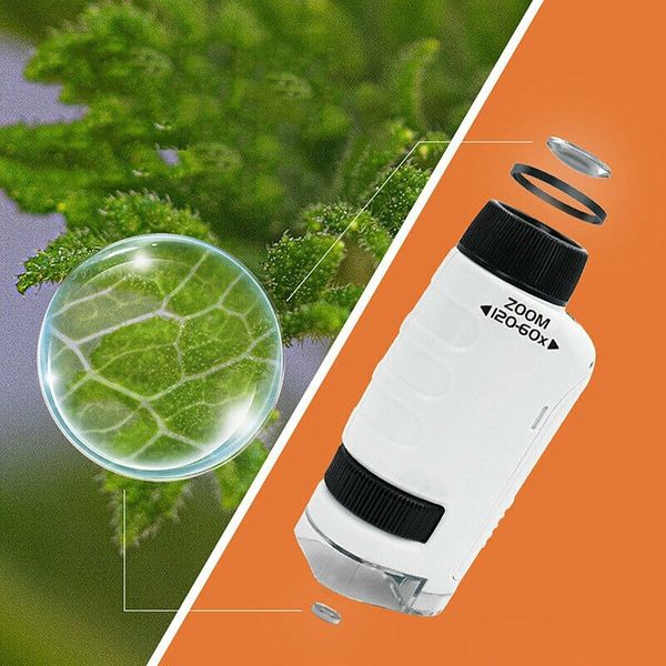 Handheld Miniscope - Portable Pocket Microscope for Kids' Scientific Adventures(White)