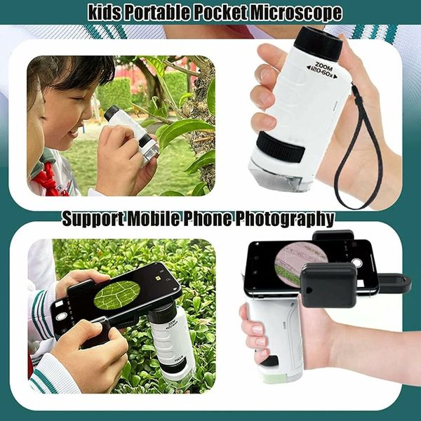 Handheld Miniscope - Portable Pocket Microscope for Kids' Scientific Adventures(White)