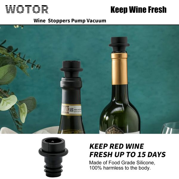 Wine Preserver Saver Pump and Vacuum Stoppers Keep Your Bottles Fresh for Longer, Perfect for Wine Enthusiasts(Wine Pump + 4 stoppers)