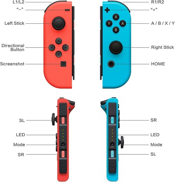 Wireless Replacement Controllers for Switch/Lite/OLE with Dual Vibration, Wake-up Function, and Motion Control