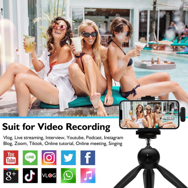 2-Pack Wireless Lavalier Microphones with Charging Case: Enhanced Audio for  Video Recording Vlogging,Interview,3 Mode Denoise,70ft