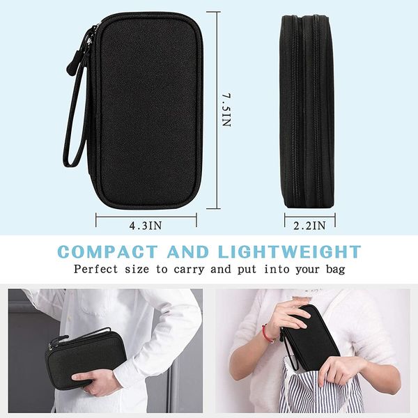 Keep Your Gadgets Organized: Travel Electronic Organizer with Double Layers and Waterproof Protection (Size Small Black)