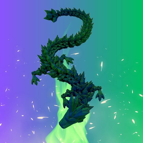 12" 3D Articulated Crystal Dragon Fidget Toy: Unique Home or Office Decor and Stress Reliever(Laser Green)