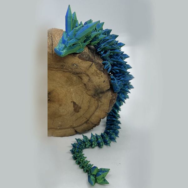 12" 3D Articulated Crystal Dragon Fidget Toy: Unique Home or Office Decor and Stress Reliever(Laser Green)