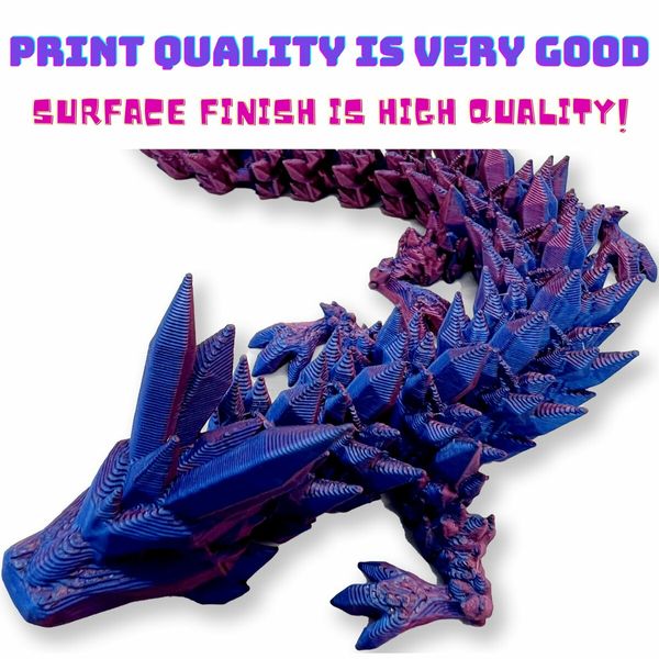 12" 3D Articulated Crystal Dragon Fidget Toy: Unique Home or Office Decor and Stress Reliever(Laser Purple)