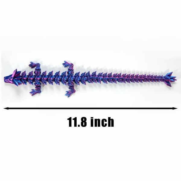 12" 3D Articulated Crystal Dragon Fidget Toy: Unique Home or Office Decor and Stress Reliever(Laser Purple)