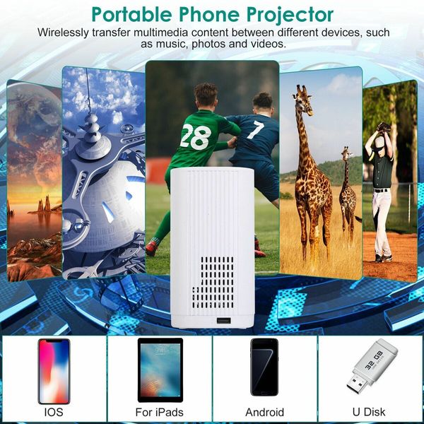 Portable 1080P 2.4G WiFi Phone Movie Projector with Wireless Phone Connectivity,Theater Cinema at Home