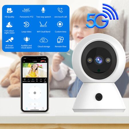 Baby Monitor,1080P Indoor Surveillance Camera with Night Vision, AI Motion Detection, 32G TF Card for Baby/Pet Monitoring