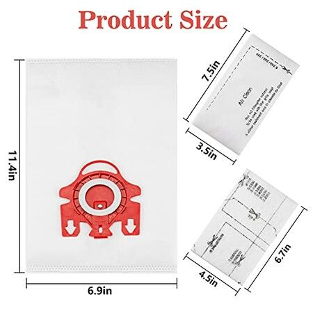 5-Pack Miele Vacuum Cleaners 3D Airclean Dust Bags for FJM, Compact C2, C1, S241, S290, S300i, S500, S700, S4, S6