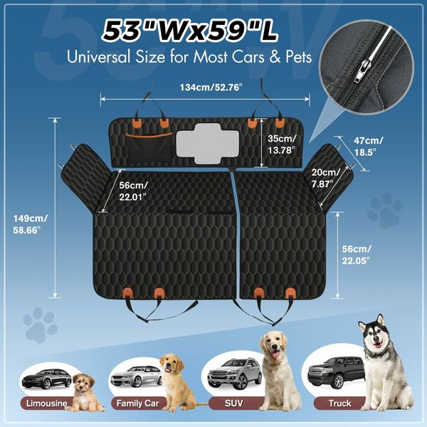 Scratchproof 5-in-1 Dog Car Seat Cover with Nonslip Protection and Mesh Window for Enhanced Comfort and Safety(137*149cm)