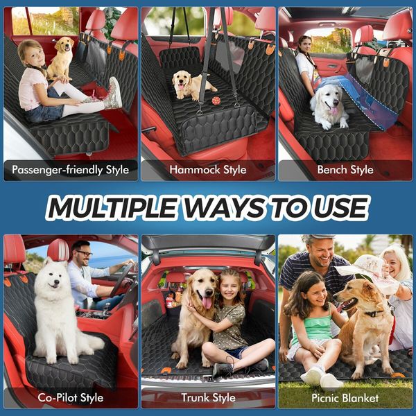 Scratchproof 5-in-1 Dog Car Seat Cover with Nonslip Protection and Mesh Window for Enhanced Comfort and Safety(137*149cm)