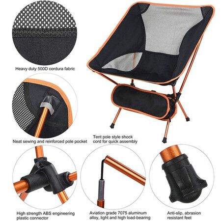 Car Air Purifier HEPA Portable Cleaner LED Light Home Office Desktop GreenCompact Camping and Fishing Folding Chair with Carry Bag for Outdoor Activities, Camping, Beach, Hiking(150kg Capacity,Orange)