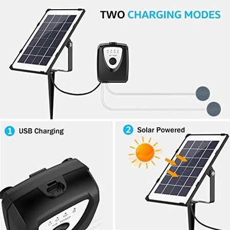 Solar-Powered Oxygen Pump for Fish Tanks, Pools, and Ponds