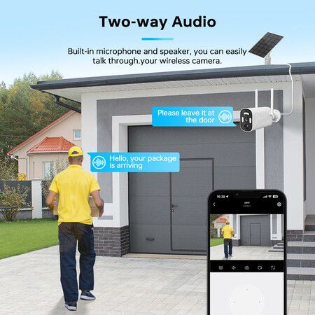 High-resolution clear 4MP Solar-Powered Wireless Security Surveillance Camera with 2.4G WiFi,Solar Panel,Smart Human And Motion Detection,Night Vision,Battery Powered