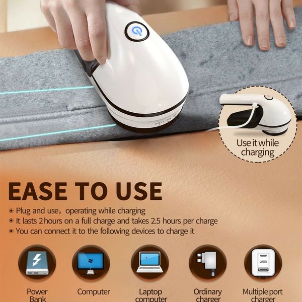 Rechargeable Fabric Shaver: Large 6-Leaf Blades for Quick and Easy Pilling Removal from Clothes and Furniture