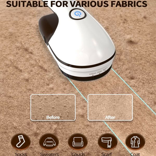 Rechargeable Fabric Shaver: Large 6-Leaf Blades for Quick and Easy Pilling Removal from Clothes and Furniture