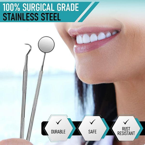 Stainless Steel Complete set of 10 essential dental tools for thorough plaque removal and oral hygiene Achieve a Brighter Smile