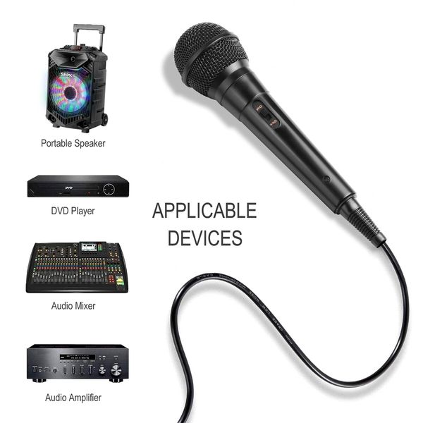 Handheld Wired  Mic Cardioid Dynamic Vocal Microphone  with 13ft Cable and Convenient On/Off Switch, Perfect for Speeches, Karaoke, and Live Performances