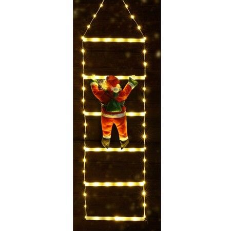 75cm Solar LED Christmas Ladder Lights with Santa Claus - Festive Indoor and Outdoor Decoration for Windows, Gardens, and Homes