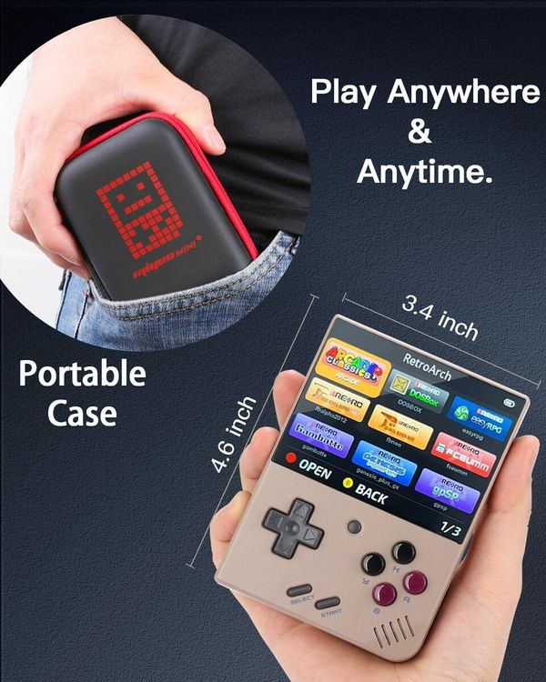 Miyoo Mini Plus Retro Handheld Game Console with 10000+ Classic Games, 64G TF Card, 3.5-inch Screen, Portable Rechargeable Open Source Emulator for Customizable Gaming, WiFi Support(Grey)