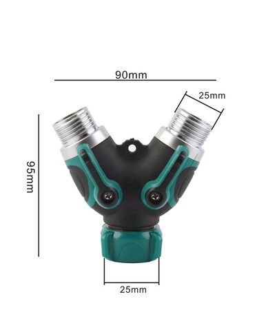 2-Way Garden Hose Splitter: Durable Y-Shaped Connector for Outdoor Faucets, Includes 4 Sealing Rings for Leak-Proof Connections