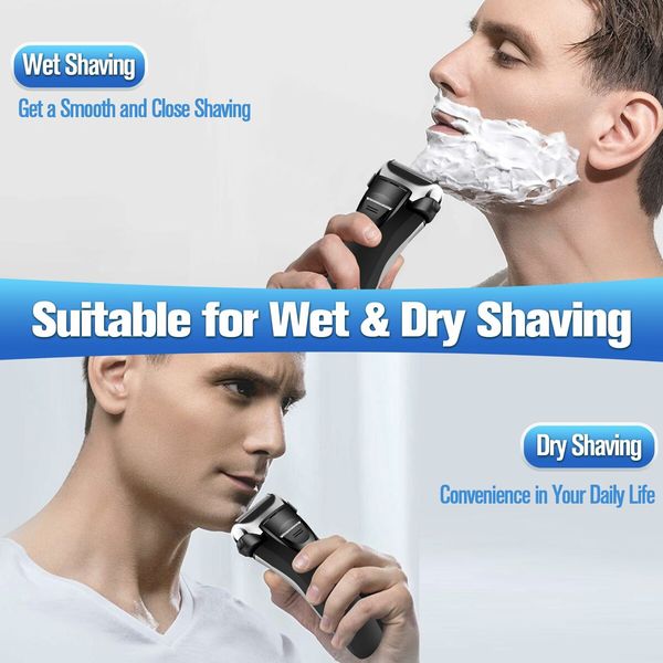 Cordless Wet/Dry Electric Razor Trimmer for Men - Rechargeable, and Waterproof for a Smooth, Close Shave, Plus a Precision Trimmer for Facial Grooming