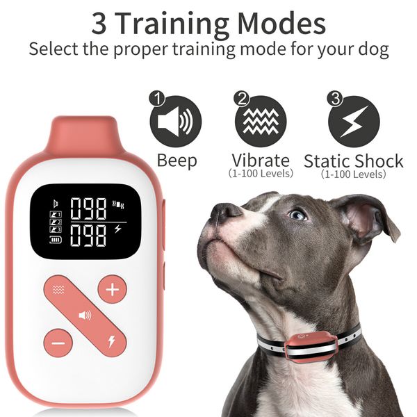 Anti-Bark Dog Training Shock Collar with 3300ft Remote Range control and Automatic Bark Control,Waterproof for Small Medium Large Dogs 5-120lbs