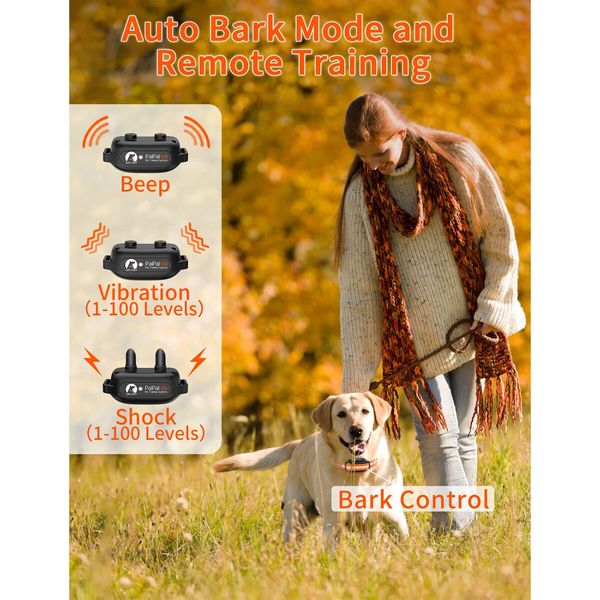 Anti-Bark Dog Training Shock Collar with 3300ft Remote Range control and Automatic Bark Control,Waterproof for Small Medium Large Dogs 5-120lbs