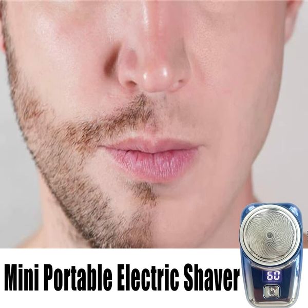 USB Rechargeable Men Electric Shaver for with Battery, Waterproof Design, and Easy One-Button Operation (Blue)