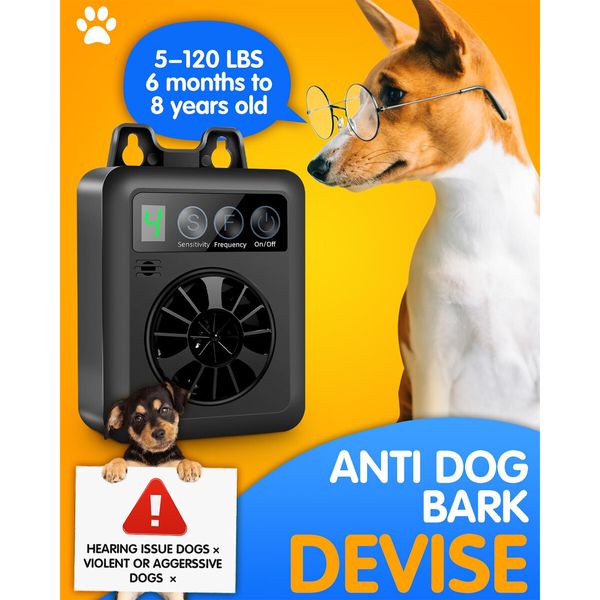 Rechargeable Anti-Bark Dog Bark Control/Ultrasonic Dog Bark Deterrent with 3 Adjustable Settings for Effective Pet Behavior Training