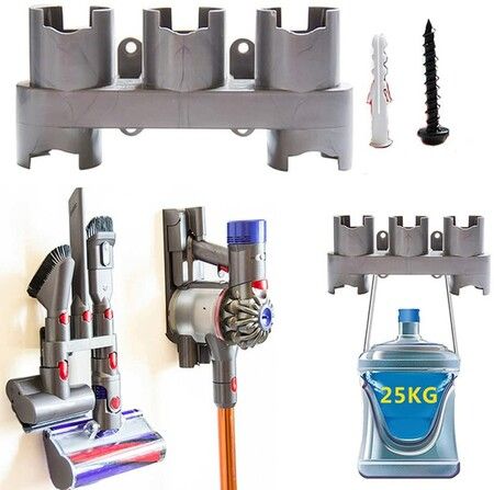 Vacuum Storage Bracket Holder - Compatible with Dyson V7, V8, V10, and V11 - Includes 2 Adapters for Brush Tool and Nozzle Base